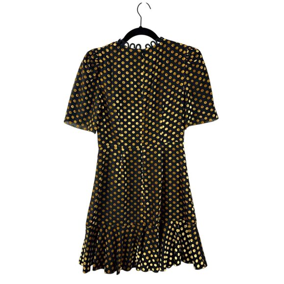 RHODE Short Sleeve Polka Dot Black & Gold Women's Dress Size 4 - Picture 4 of 4
